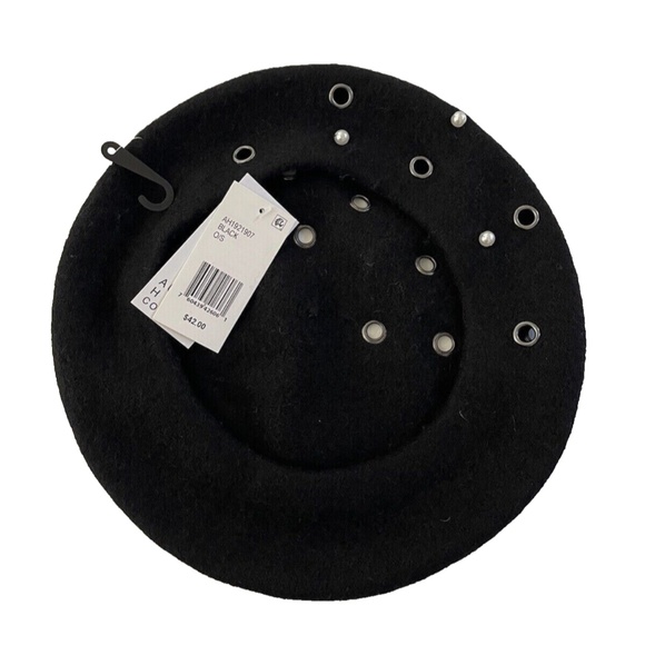 Women's August Hats Grommet/Pearl Embellished Wool Blend Beret, Black OSFM - Picture 7 of 8